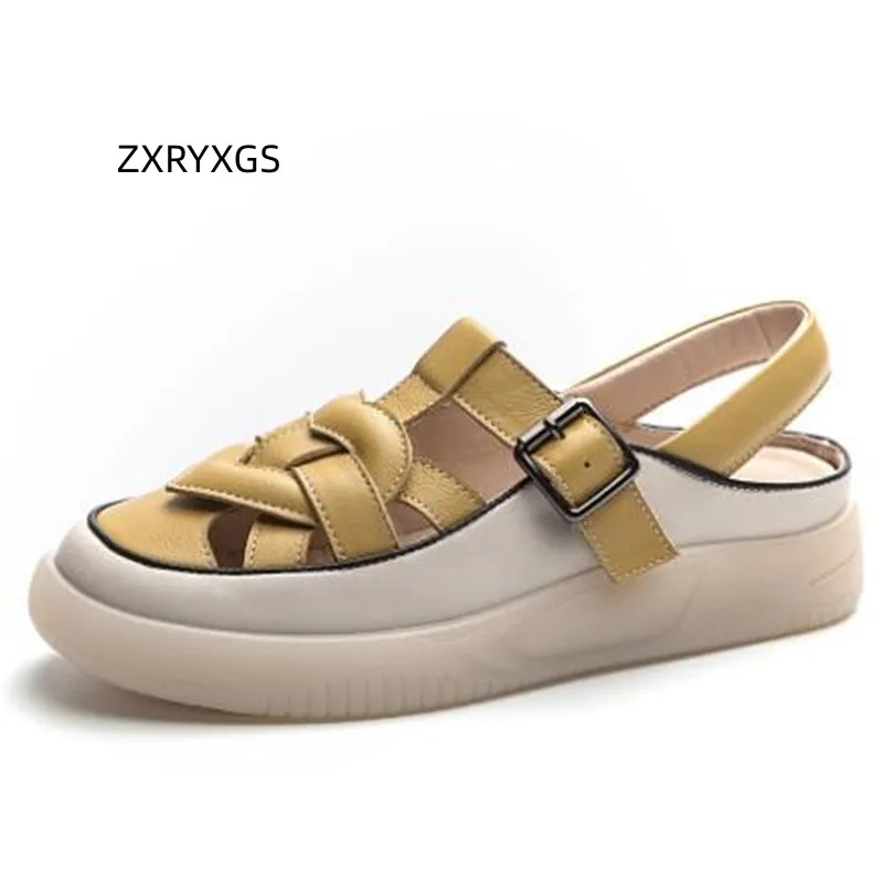 ZXRYXGS 2023 Summer Round Toe Top Layer Cowhide Sandals Flat Thick Sole Soft Wear Comfort Summer Sneakers Sandals Women Shoes
ZXRYXGS 2023 Summer Round Toe Top Layer Cowhide Sandals Flat Thick Sole Soft Wear Comfort Summer Sneakers Sandals Women Shoes