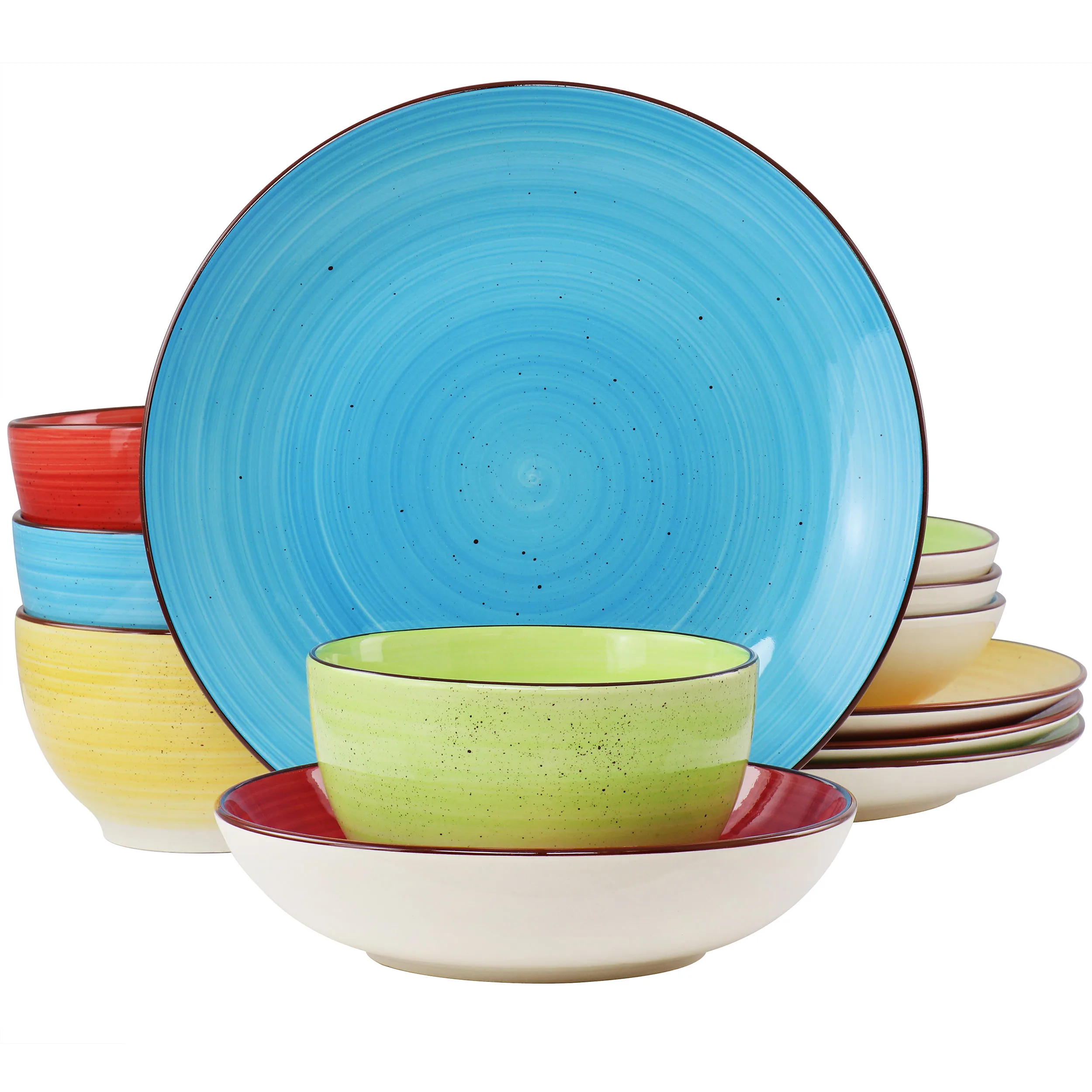 12-Piece Double Bowl Stoneware Dinnerware Set, Mixed Colors
12-Piece Double Bowl Stoneware Dinnerware Set, Mixed Colors