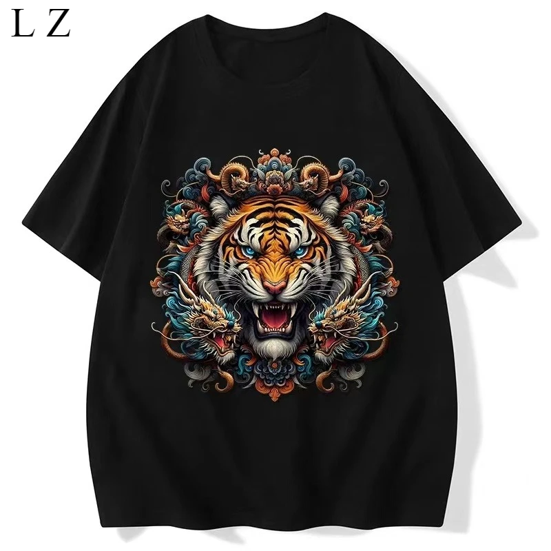 Motorcycle Tiger Head Versatile T-Shirt Men's and Women's Loose Crew Neck Street Style Casual Half-Sleeve Crew Neck Top
Motorcycle Tiger Head Versatile T-Shirt Men's and Women's Loose Crew Neck Street Style Casual Half-Sleeve Crew Neck Top