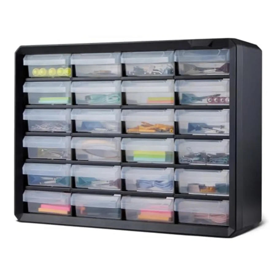 24-Drawer Plastic Storage Organizer with Dividers for Office/Craft/Tools, Wall Mountable, Sturdy, 6.3 x 21.3 x 15.8 inch, Black
24-Drawer Plastic Storage Organizer with Dividers for Office/Craft/Tools, Wall Mountable, Sturdy, 6.3 x 21.3 x 15.8 inch, Black