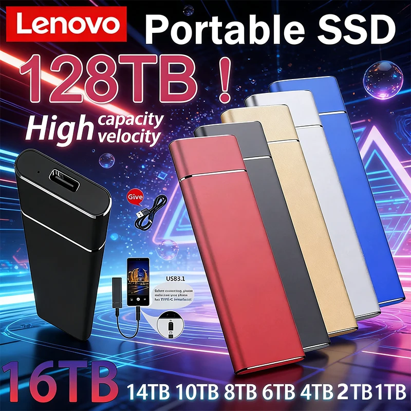 Внешний портативный жесткий диск Lenovo 2ТБ/4ТБ/8ТБ/16ТБ SSD Type-C USB 3.0, высокоскоростное хранилище для ноутбуков
Внешний портативный жесткий диск Lenovo 2ТБ/4ТБ/8ТБ/16ТБ SSD Type-C USB 3.0, высокоскоростное хранилище для ноутбуков