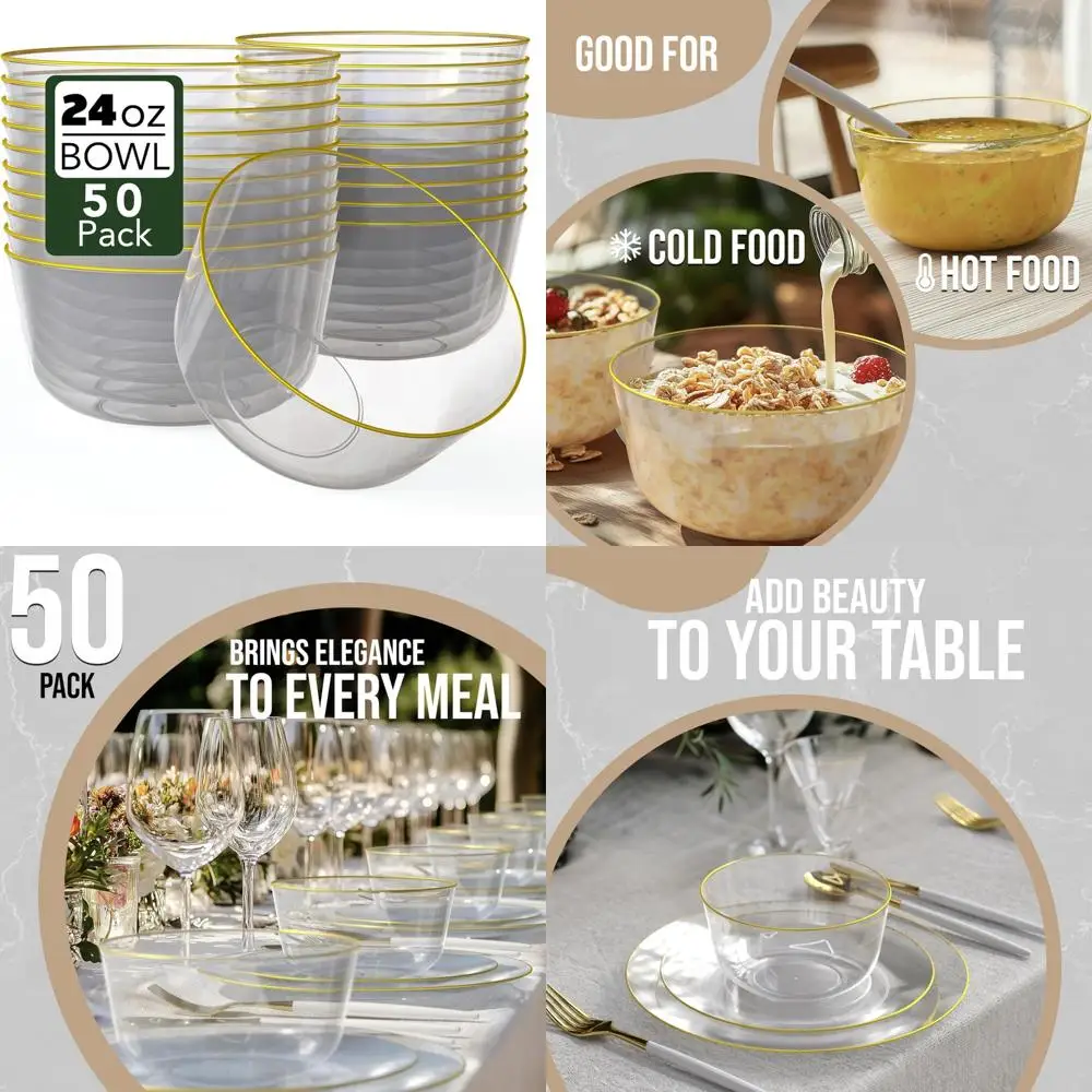 Одноразовые пластиковые миски с золотой оправой — 24 унции, салат, сервировка, мороженое, конфеты, набор из 50 предметов для вечеринок и мероприятий
Одноразовые пластиковые миски с золотой оправой — 24 унции, салат, сервировка, мороженое, конфеты, набор из 50 предметов для вечеринок и мероприятий