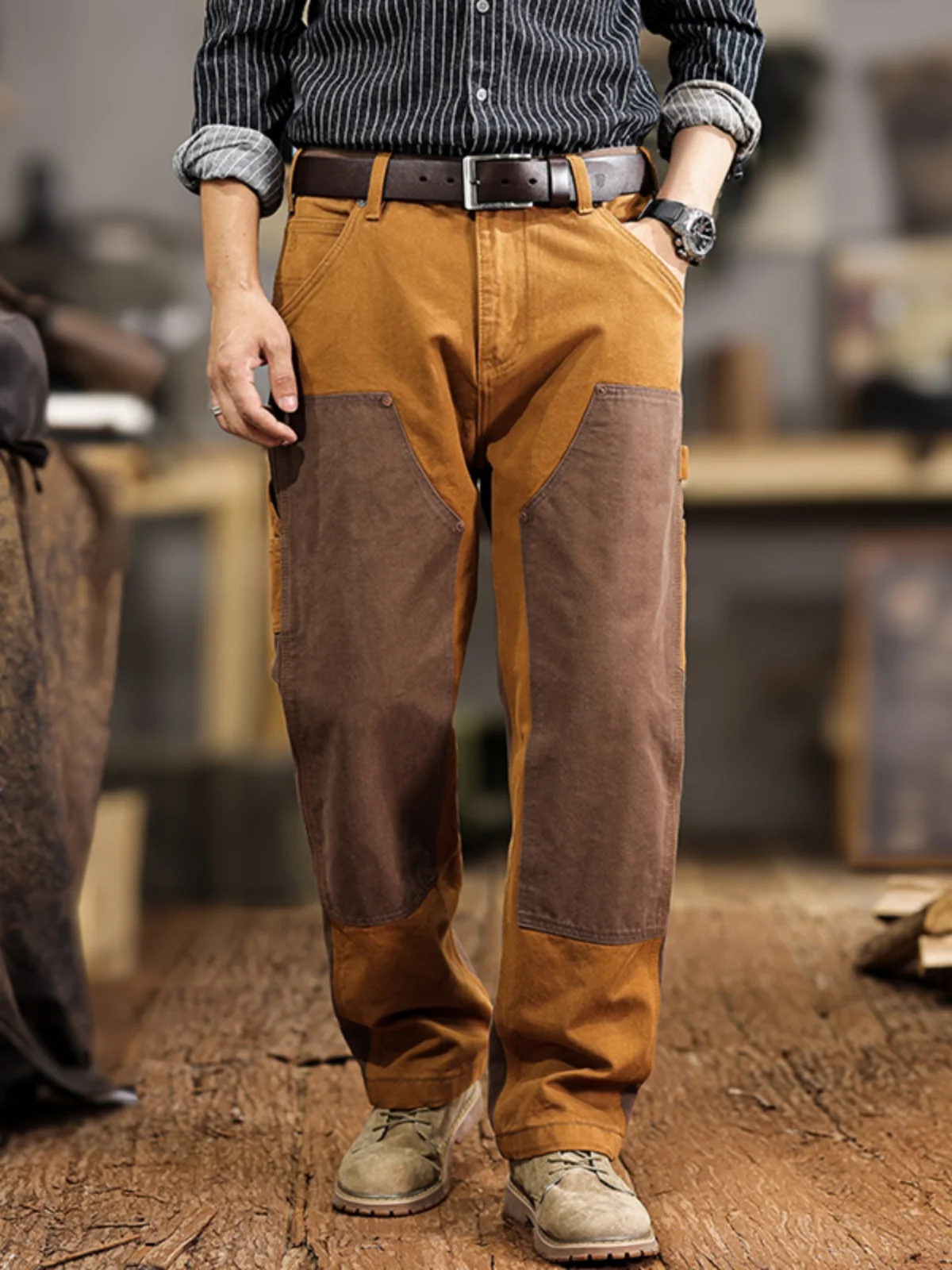 Retro American Spliced Color Workwear Jeans Men's Ameika Khaki Vintage Motorcycle Casual Loose Straight Long Pants
Retro American Spliced Color Workwear Jeans Men's Ameika Khaki Vintage Motorcycle Casual Loose Straight Long Pants
