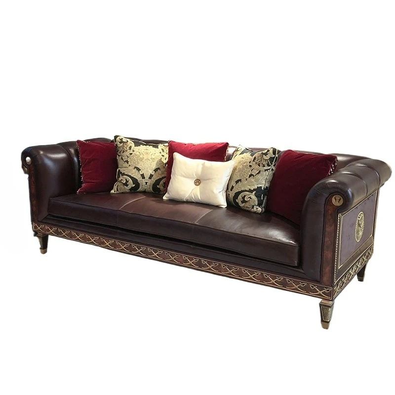 English Furniture Alexander Sofa Brown Leather Art Copper Villa Mansion Whole House Furniture
English Furniture Alexander Sofa Brown Leather Art Copper Villa Mansion Whole House Furniture
