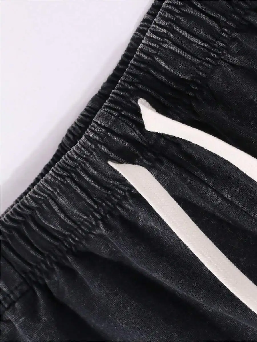 Mens Washed Cotton Streetwear Two Piece Set With Drawstring Shorts And Graphic Tee
Mens Washed Cotton Streetwear Two Piece Set With Drawstring Shorts And Graphic Tee