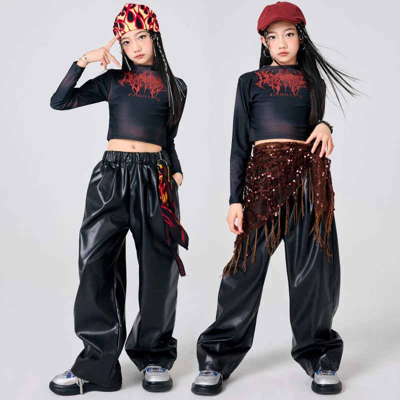 Children'S Day Jazz Modern Dance Performance Costumes For Girls Group Black Crop Tops Leather Pants Hip Hop Clothing DQS18979
Children'S Day Jazz Modern Dance Performance Costumes For Girls Group Black Crop Tops Leather Pants Hip Hop Clothing DQS18979