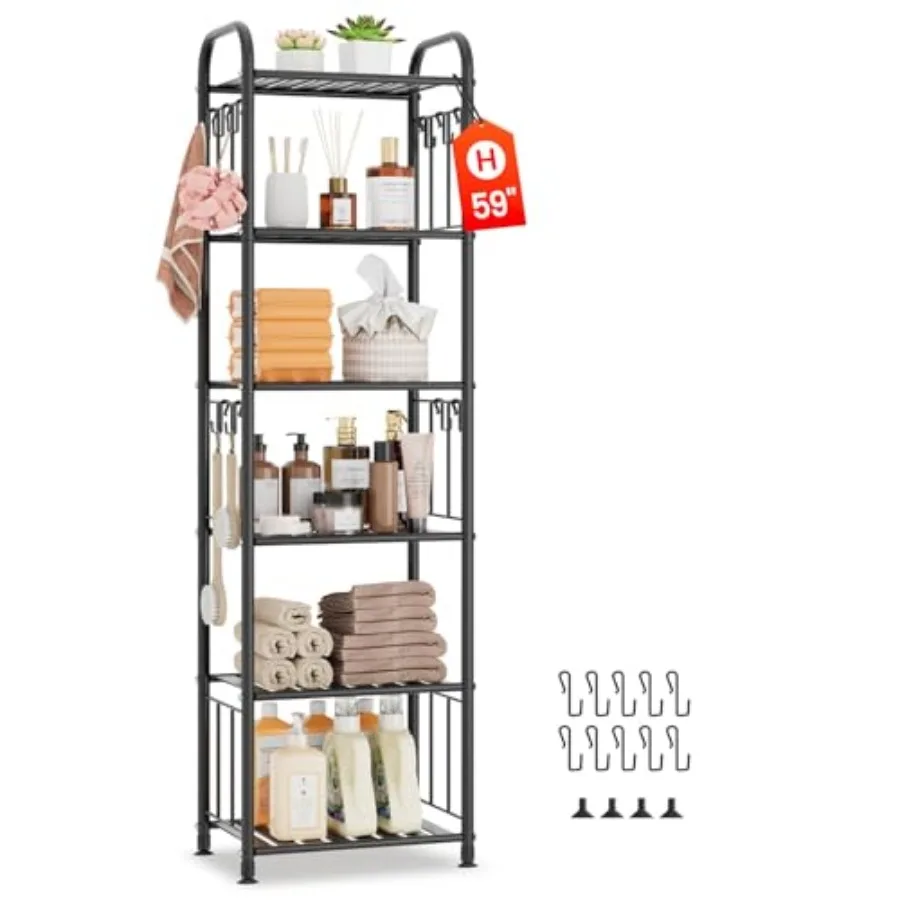 6 Tier Tall Metal Narrow Skinny Shelf Free Standing for Bathroom Thin Shelving Unit for Pantry or Kitchen Slim Open Tower Rack
6 Tier Tall Metal Narrow Skinny Shelf Free Standing for Bathroom Thin Shelving Unit for Pantry or Kitchen Slim Open Tower Rack