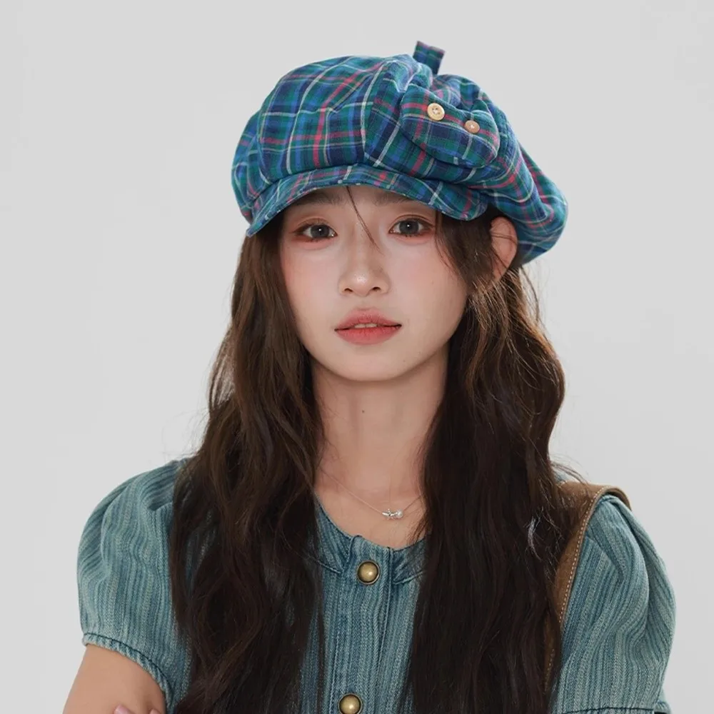 Ins Korean Style Japanese Button Hat Sun Protection Short Brim Octagonal Caps Versatile Cute Plaid Cloud Berets Girls
Ins Korean Style Japanese Button Hat Sun Protection Short Brim Octagonal Caps Versatile Cute Plaid Cloud Berets Girls