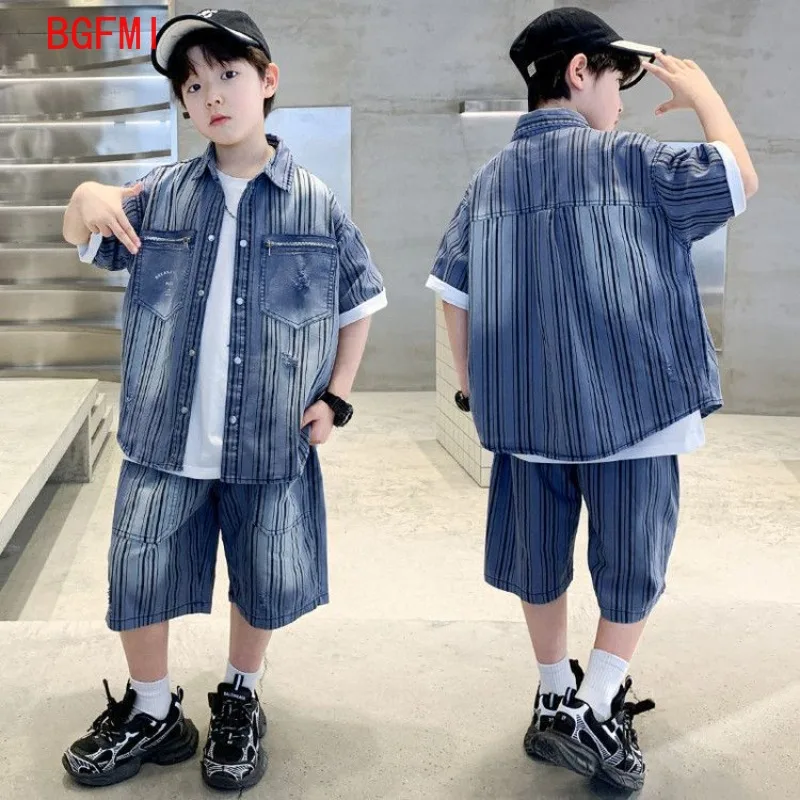 Teens Boys Summer Clothing Denim Suit 2025 New Teenage Sports Thin Denim Shirt +Shorts 2-piece Set Korean Children's Clothing
Teens Boys Summer Clothing Denim Suit 2025 New Teenage Sports Thin Denim Shirt +Shorts 2-piece Set Korean Children's Clothing