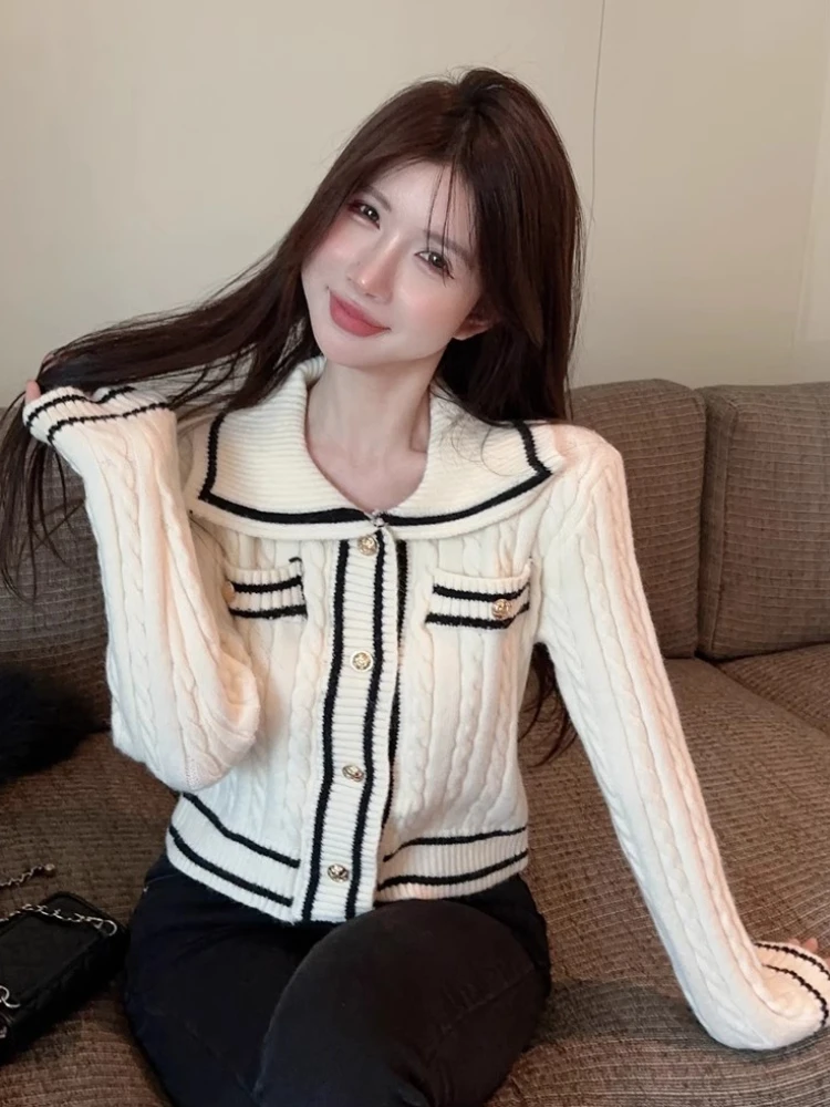 Luxury Twist Knitted Cardigan Top Women's Autumn Winter Long Sleeve Lapel Single-breasted Sweater Elegant Blouse Coat
Luxury Twist Knitted Cardigan Top Women's Autumn Winter Long Sleeve Lapel Single-breasted Sweater Elegant Blouse Coat