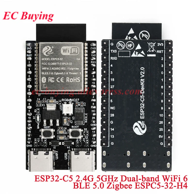5Pcs/1pc ESP32-C5-DevKit ESP32C5 Development Board Module 2.4G 5GHz Dual Band WIFI6 Bluetooth-Compatib BLE5.0 Zigbee ESPC5-32-H4
5Pcs/1pc ESP32-C5-DevKit ESP32C5 Development Board Module 2.4G 5GHz Dual Band WIFI6 Bluetooth-Compatib BLE5.0 Zigbee ESPC5-32-H4