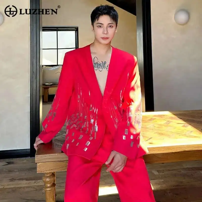 LUZHEN Stage Sequin Design Suit Set Nightclub Style Outfit Collarless Personalized Trendy Street Men's Pants Two Piece LZ8800
LUZHEN Stage Sequin Design Suit Set Nightclub Style Outfit Collarless Personalized Trendy Street Men's Pants Two Piece LZ8800