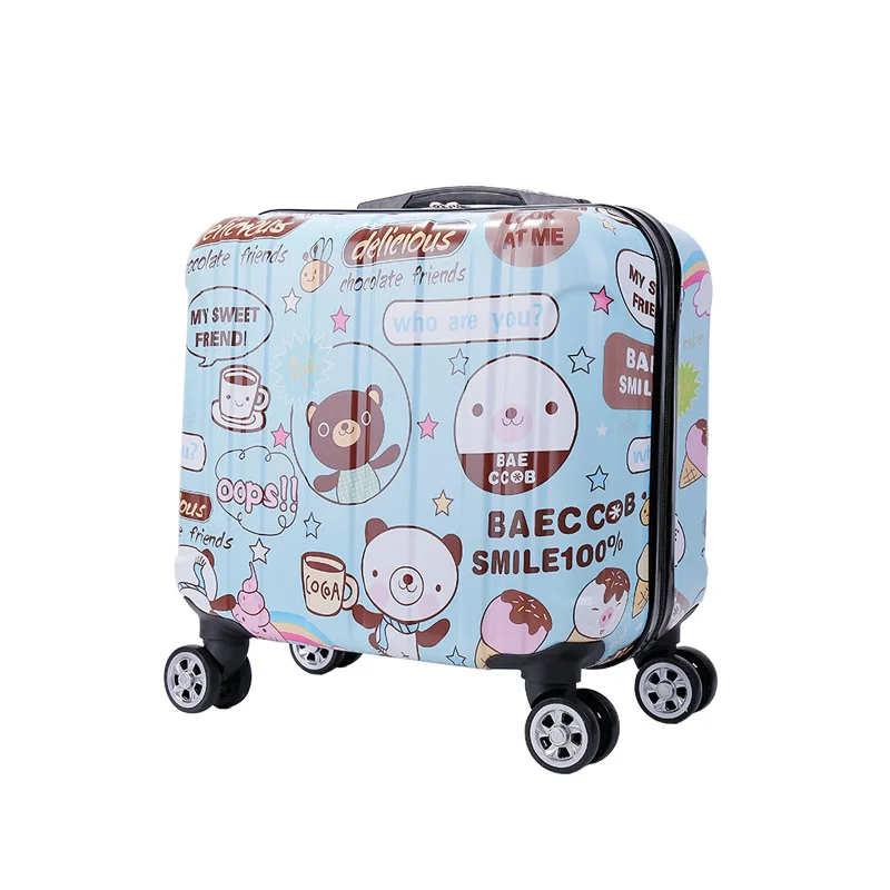 Cute, small suitcase 18 inches, universal wheel, tie rod, small boarding, children's mini, holiday gifts.
Cute, small suitcase 18 inches, universal wheel, tie rod, small boarding, children's mini, holiday gifts.