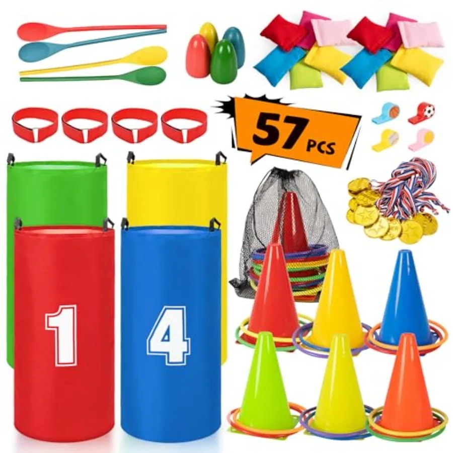 Field Day Games Outdoor Carnival Games Potato Sack Race Bags for Adults and Bean Bags Soft Plastic Cones Ring Toss Set Egg and
Field Day Games Outdoor Carnival Games Potato Sack Race Bags for Adults and Bean Bags Soft Plastic Cones Ring Toss Set Egg and