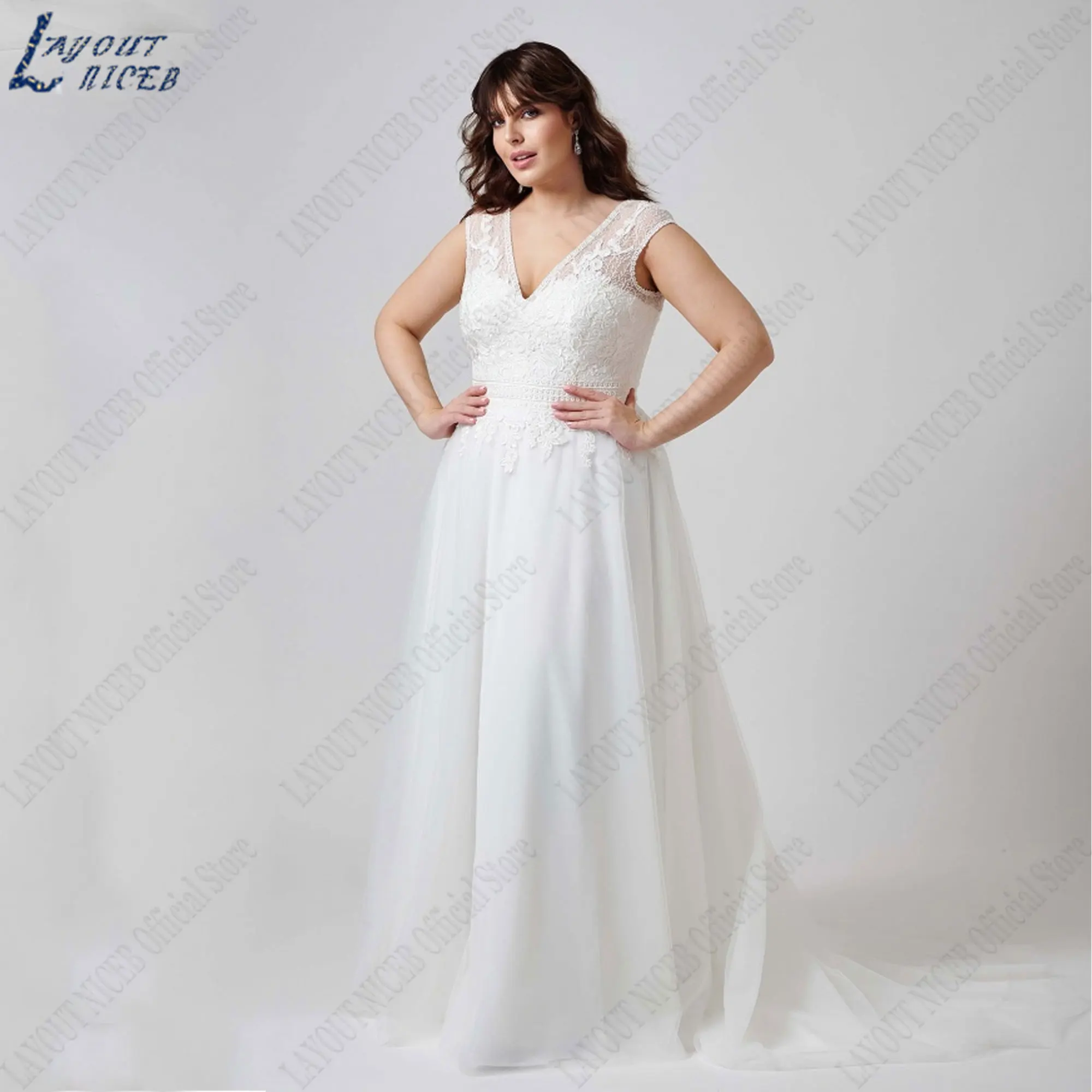 LAYOUT NICEB Lace Plus Size Wedding Dress Spaghetti Straps Sleeveless Bride Gown Lace Appliques A-Line Tulle vestidos de noiva
LAYOUT NICEB Lace Plus Size Wedding Dress Spaghetti Straps Sleeveless Bride Gown Lace Appliques A-Line Tulle vestidos de noiva