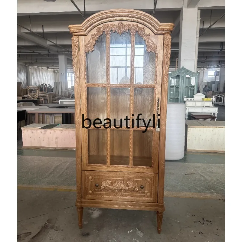 French solid wood carving flower locker old display cabinet glass cabinet high-end customization
French solid wood carving flower locker old display cabinet glass cabinet high-end customization