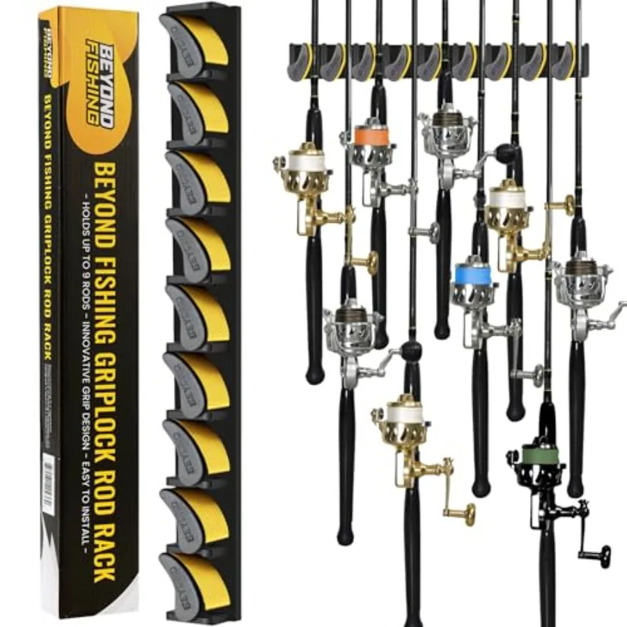 Beyond Fishing GripLock Vertical Fishing Rod Rack Wall-Mounted Fishing Rod Holder for Garage Stores Up to 9 Rods or Combos Spac
Beyond Fishing GripLock Vertical Fishing Rod Rack Wall-Mounted Fishing Rod Holder for Garage Stores Up to 9 Rods or Combos Spac