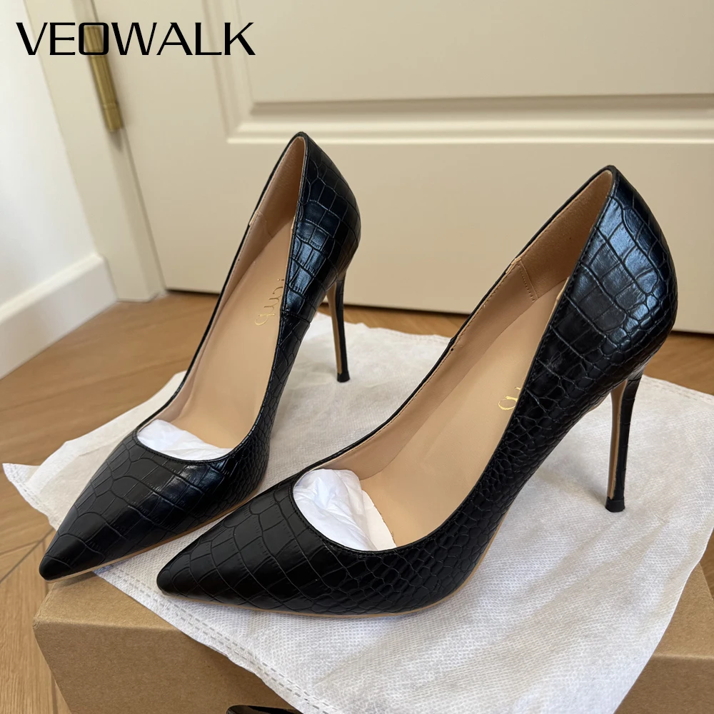 Veowalk 12cm Super High Heels Black Crocodile Embossed Pointed Toe Stiletto Pumps Women's Sexy Office Party Wedding Dress Shoes
Veowalk 12cm Super High Heels Black Crocodile Embossed Pointed Toe Stiletto Pumps Women's Sexy Office Party Wedding Dress Shoes