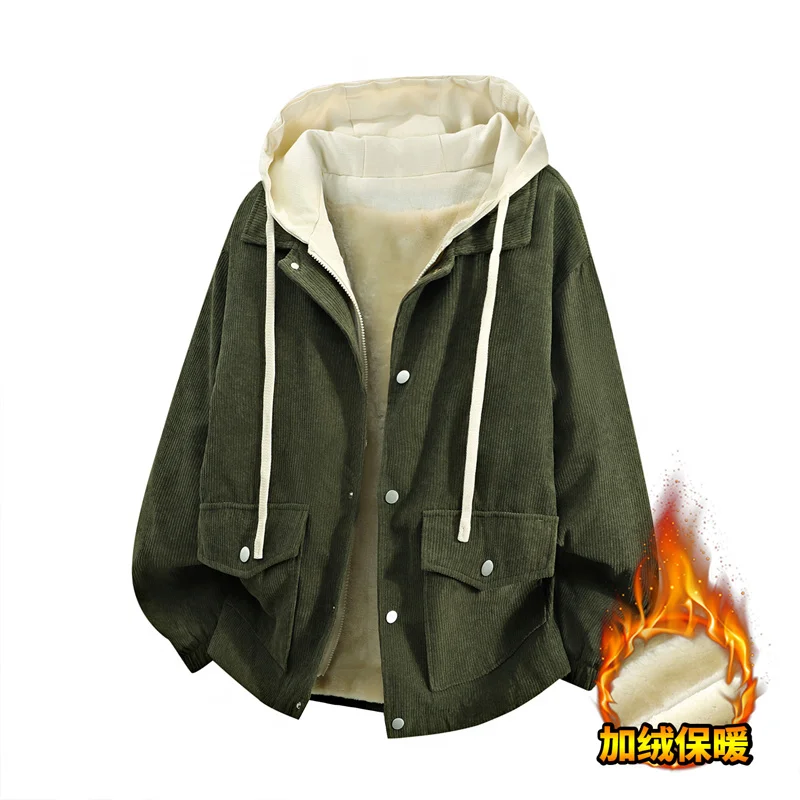 Осенне-зимняя модная вельветовая куртка для пары из двух предметов, мужская бейсбольная куртка, свободная куртка с двойной дверью и открытым капюшоном
Осенне-зимняя модная вельветовая куртка для пары из двух предметов, мужская бейсбольная куртка, свободная куртка с двойной дверью и открытым капюшоном