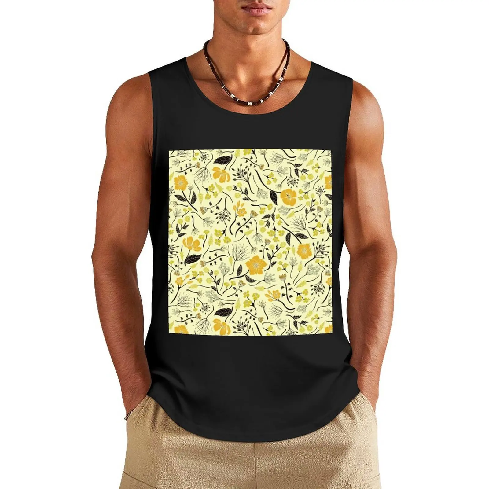 Yellow, Green & Black Floral/Botanical Pattern Tank Top vest for men cotton t-shirts man Men's t-shirt
Yellow, Green & Black Floral/Botanical Pattern Tank Top vest for men cotton t-shirts man Men's t-shirt