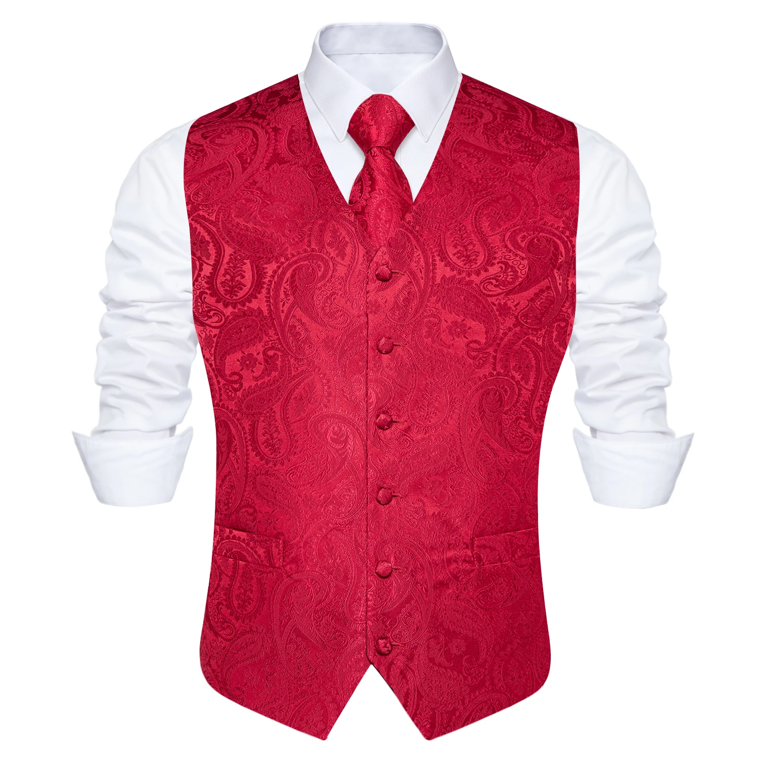 Men's Red Paisley Dress Vest Set with Tie Pocket Square Cufflinks - Formal Wedding Waistcoat Suit Wedding Business Party
Men's Red Paisley Dress Vest Set with Tie Pocket Square Cufflinks - Formal Wedding Waistcoat Suit Wedding Business Party