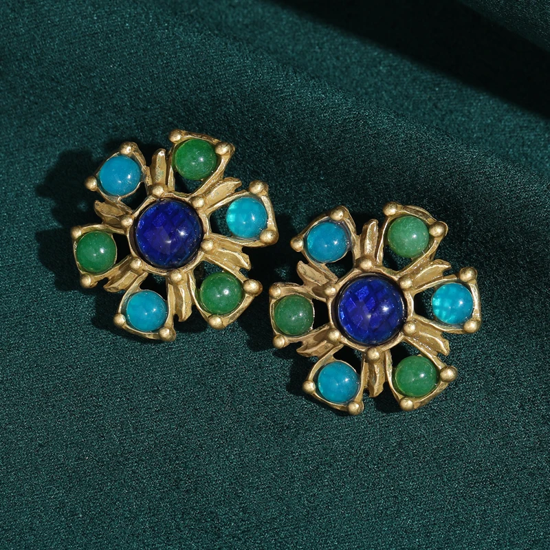 Colorful Natural Stone Flower Stud Earrings For Women 2026 Blue Glazed Jewelry Luxury Vintage Retro Style Charm Birthday Party
Colorful Natural Stone Flower Stud Earrings For Women 2026 Blue Glazed Jewelry Luxury Vintage Retro Style Charm Birthday Party