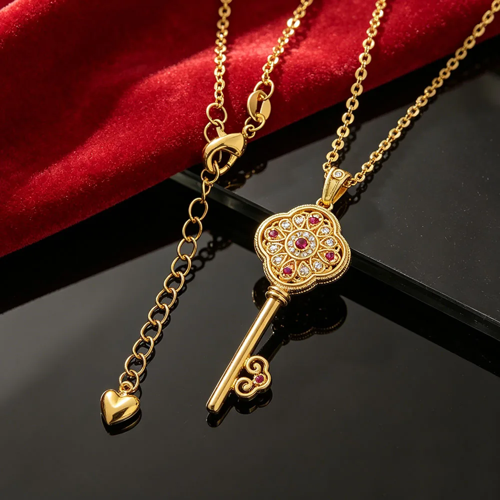 Classic 18k gold flower key necklace with diamonds, fashionable trend, light luxury, ladies' anniversary gift necklace
Classic 18k gold flower key necklace with diamonds, fashionable trend, light luxury, ladies' anniversary gift necklace