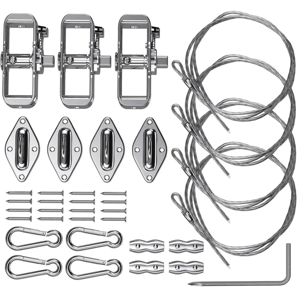 Sun Shade Sail Tension Wire Rope Hardware Kit or Shade Sail Installation Winch Pad Eye 24ft Wire Cable Included
Sun Shade Sail Tension Wire Rope Hardware Kit or Shade Sail Installation Winch Pad Eye 24ft Wire Cable Included