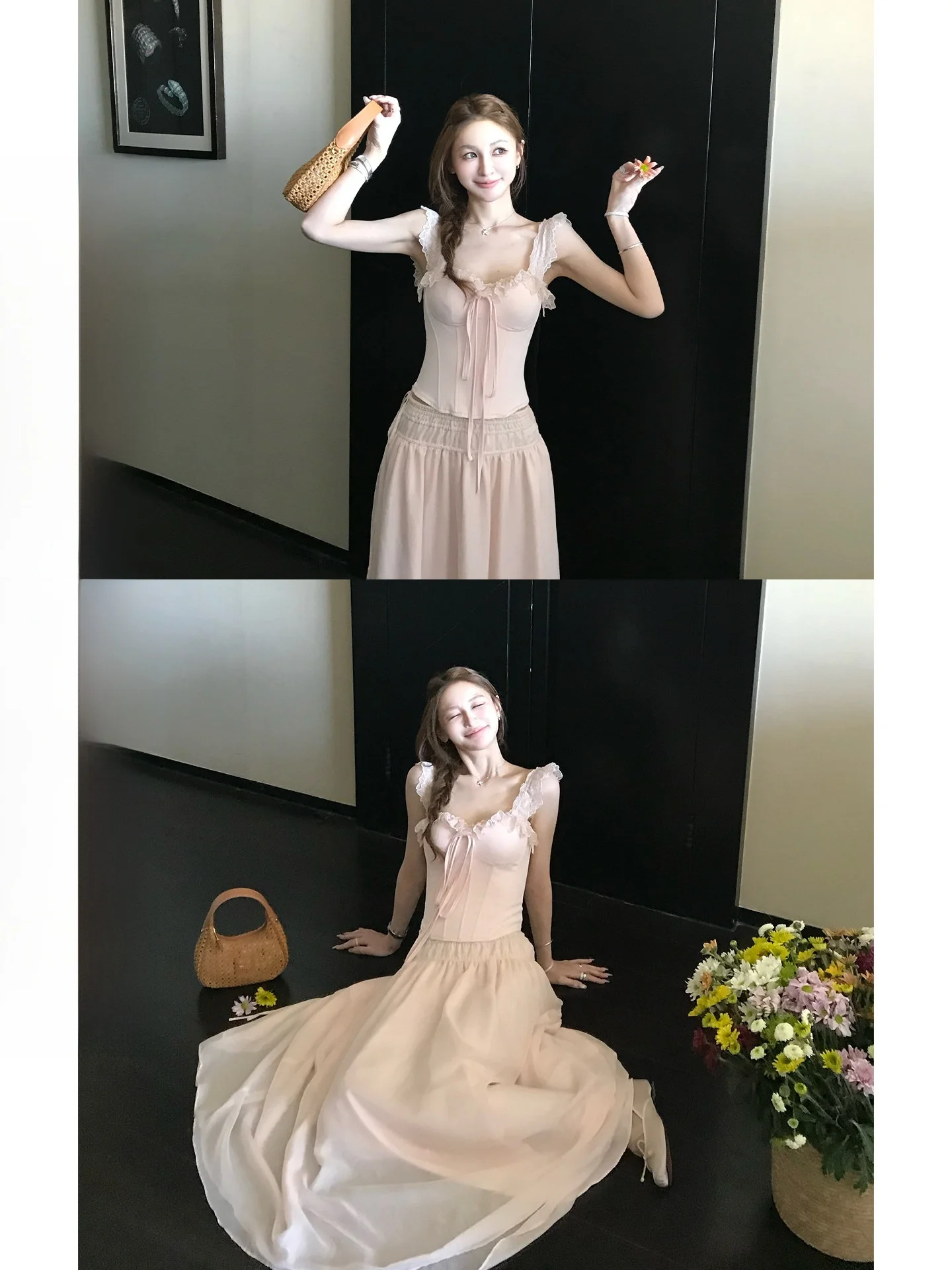 Skk Store Garden Waltz 260G Matte Lace Bra Pad Top 30D Chiffon Draping Skirt Elegant Style Breathable Polyester Fiber Midi Skirt
Skk Store Garden Waltz 260G Matte Lace Bra Pad Top 30D Chiffon Draping Skirt Elegant Style Breathable Polyester Fiber Midi Skirt