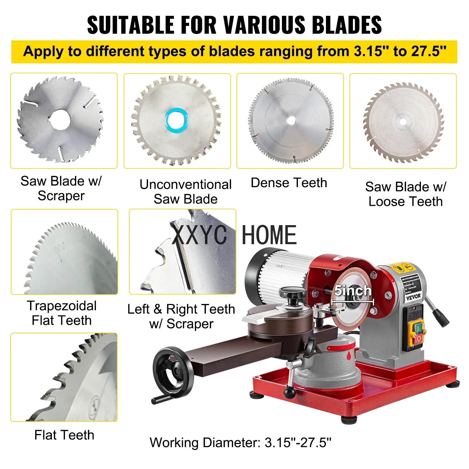370W Circular Saw Blade Grinder Sharpener 5Inch Wheel Rotary Angle Mill Grinding for Carbide Tipped Saw Wood-Based Panel
370W Circular Saw Blade Grinder Sharpener 5Inch Wheel Rotary Angle Mill Grinding for Carbide Tipped Saw Wood-Based Panel