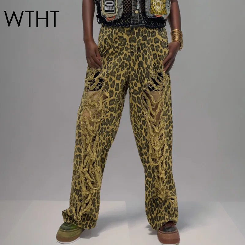 WTHT Vintage 2025 Summer Women's Leopard Hollow Out Design Denim Pants Fashion New High-waisted Wide Leg Jeans Female 1LS1882
WTHT Vintage 2025 Summer Women's Leopard Hollow Out Design Denim Pants Fashion New High-waisted Wide Leg Jeans Female 1LS1882