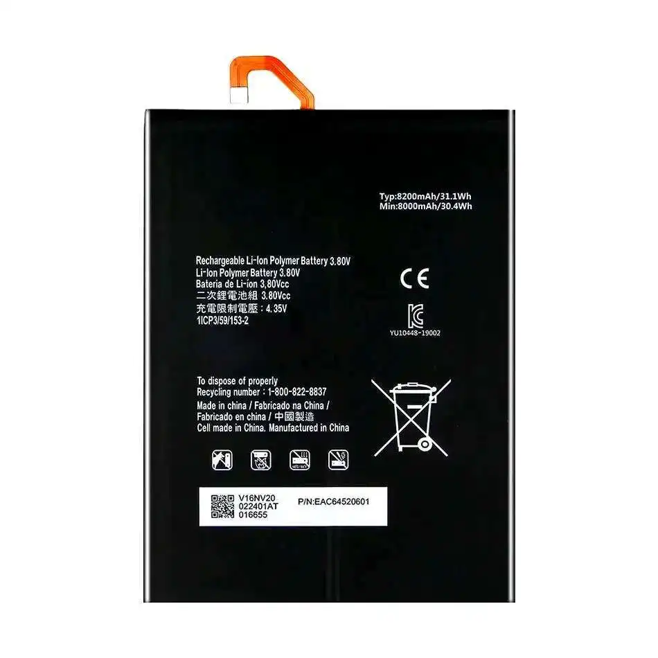 8200mAh Tablet Battery For LG G Pad 5 10.1 LM-T600L T600L Long-Lasting High-Capacity BL-M02
8200mAh Tablet Battery For LG G Pad 5 10.1 LM-T600L T600L Long-Lasting High-Capacity BL-M02
