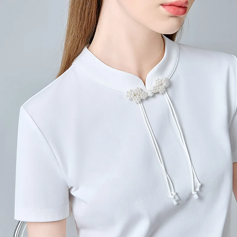 New-style short sleevestWomen's-shirt2025New women's black cotton-shirt with buttoned stand-up collar and stylish ta
New-style short sleevestWomen's-shirt2025New women's black cotton-shirt with buttoned stand-up collar and stylish ta