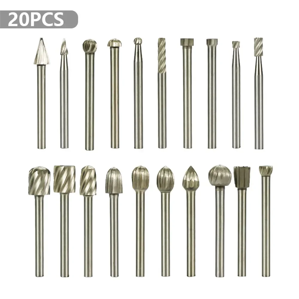 Rotary Router Milling Cutter 20pcs 3mm Shank HSS Routing Bits Burr Wood Carving Tool Kit Woodworking Tools
Rotary Router Milling Cutter 20pcs 3mm Shank HSS Routing Bits Burr Wood Carving Tool Kit Woodworking Tools
