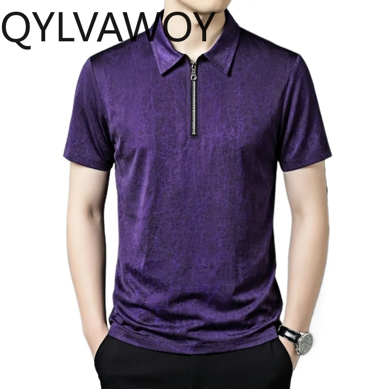 QYLVAWOY 100% Mulberry Silk Men's Polo Shirts Lapel Summer T Shirt for Man Loose Men's Shirts Short Sleeve Shirt Tops Camisas
QYLVAWOY 100% Mulberry Silk Men's Polo Shirts Lapel Summer T Shirt for Man Loose Men's Shirts Short Sleeve Shirt Tops Camisas