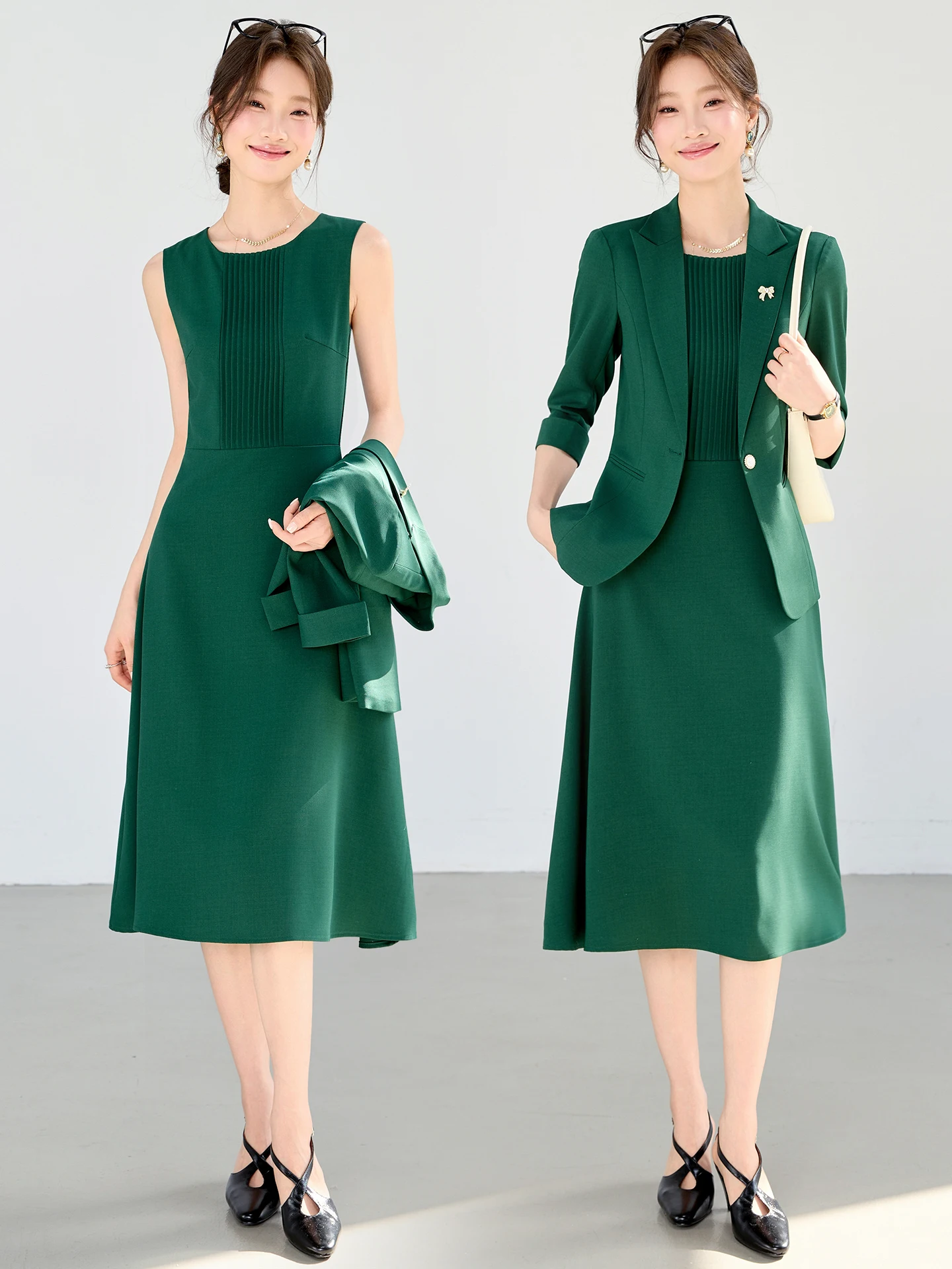 Green Suit Jacket Dress Women's Spring New 2026 High-End Professional Formal Hostess Suit Set Commute Style Loose Fit Polyester
Green Suit Jacket Dress Women's Spring New 2026 High-End Professional Formal Hostess Suit Set Commute Style Loose Fit Polyester