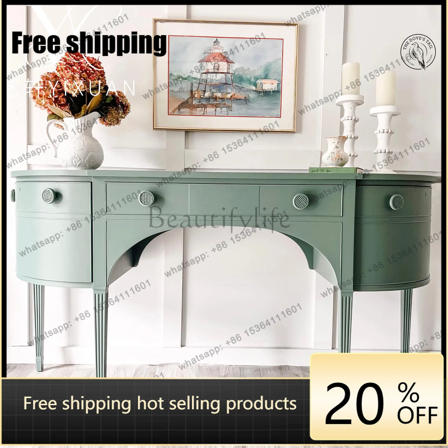 XX French retro solid wood porch cabinet American modern simple living room decoration cabinet
XX French retro solid wood porch cabinet American modern simple living room decoration cabinet