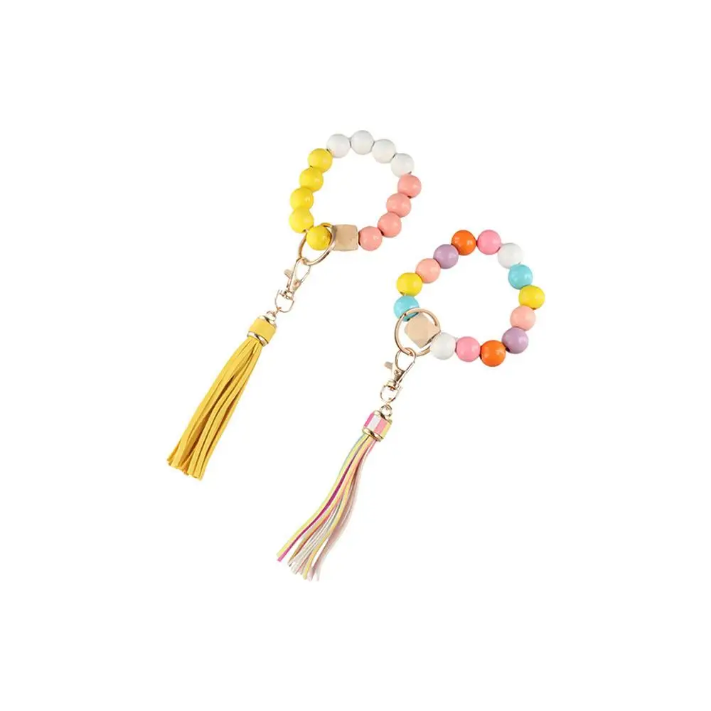 Solid Color Beaded Bangle Leather Tassel Multicolor Beads Silicone Keychain Fashion Colorful Tassel Wood Beads Keyring Women
Solid Color Beaded Bangle Leather Tassel Multicolor Beads Silicone Keychain Fashion Colorful Tassel Wood Beads Keyring Women