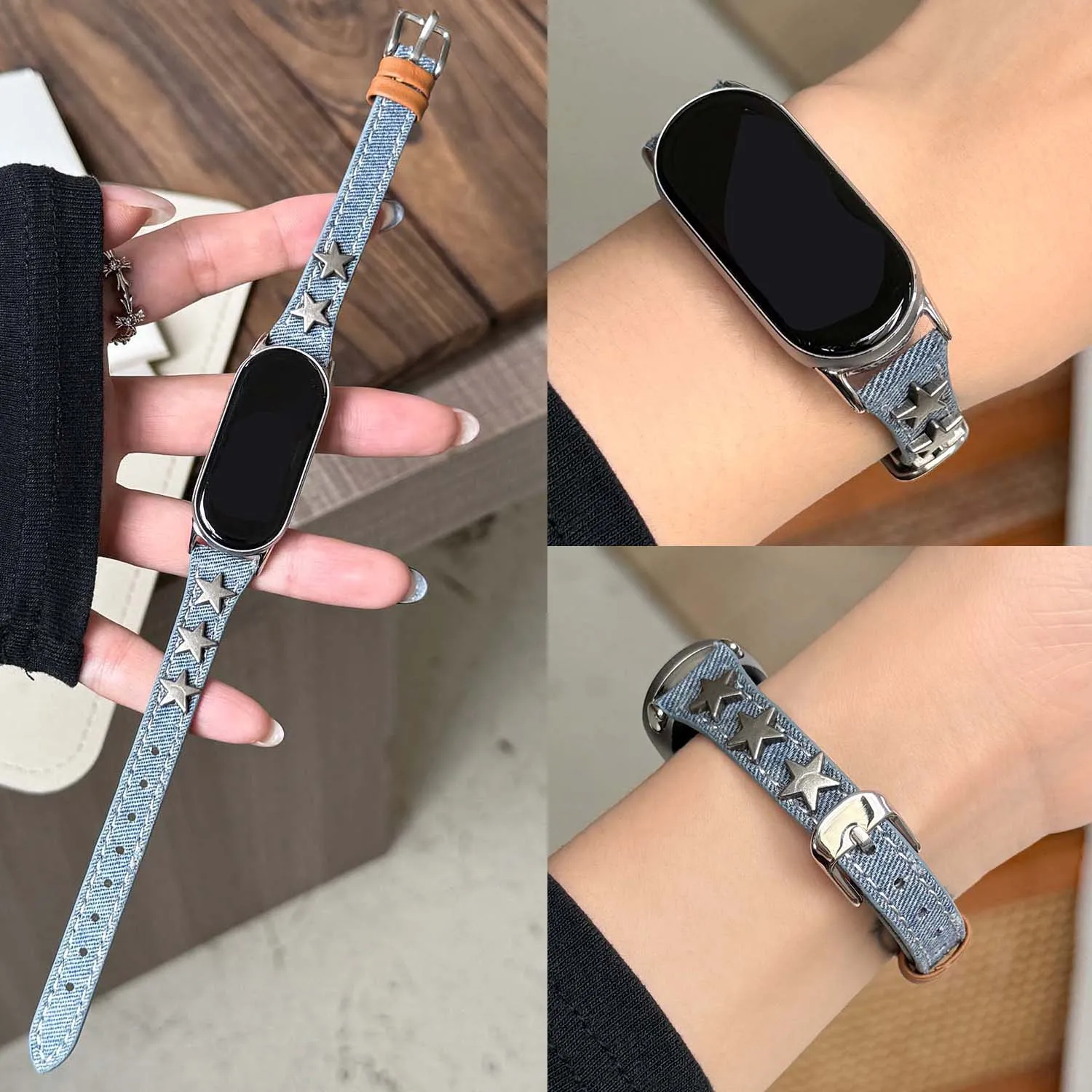 Джинсовый кожаный ремешок со звездами для Xiaomi Band 10 8/9 Pro, тонкий ремешок для Huawei Band 8/9/10, универсальная модель 18 20 22 мм
Джинсовый кожаный ремешок со звездами для Xiaomi Band 10 8/9 Pro, тонкий ремешок для Huawei Band 8/9/10, универсальная модель 18 20 22 мм