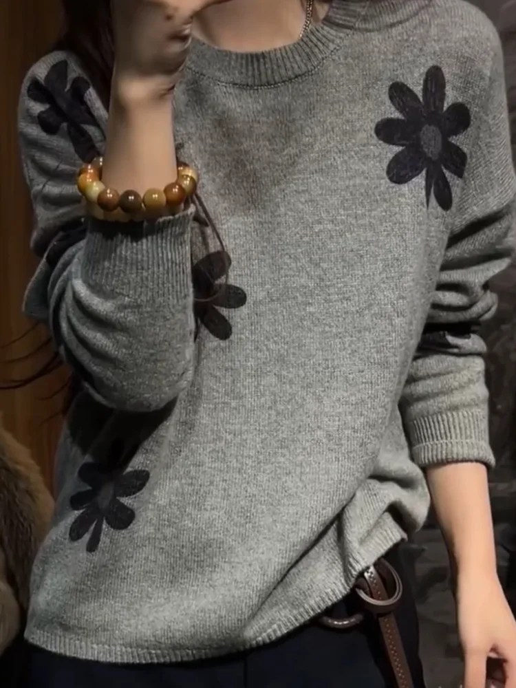 Floral round Ne Knitwear Women's plus Size Versatile Slimming Top Korean Sle Comfortable Fit Long Sve Camere Sweater
Floral round Ne Knitwear Women's plus Size Versatile Slimming Top Korean Sle Comfortable Fit Long Sve Camere Sweater