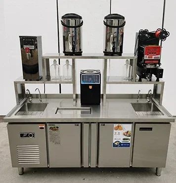 Hot sales Milk tea shop is equipped with a full set of commercial refrigeration workbench for water bar.
Hot sales Milk tea shop is equipped with a full set of commercial refrigeration workbench for water bar.