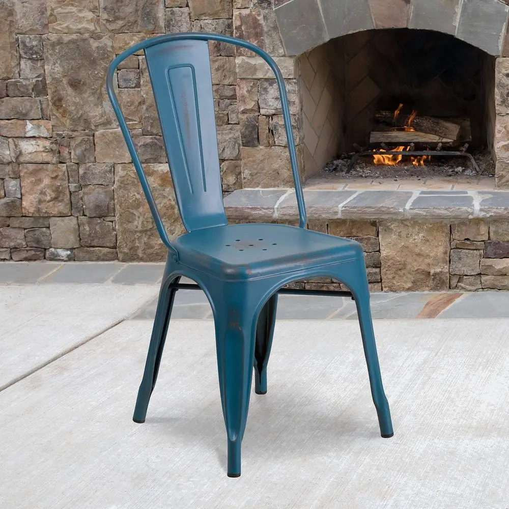 Commercial Grade Distressed Blue Metal IndoorOutdoor Stackable Chair
Commercial Grade Distressed Blue Metal IndoorOutdoor Stackable Chair