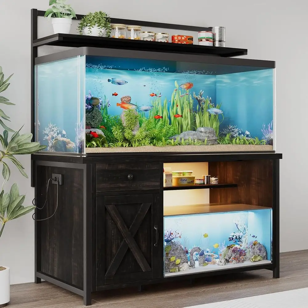 Oak Heavy Duty 55-75 Gallon Aquarium Stand with Power Outlet, LED Light, Storage Cabinet and Shelf for Fish Tanks, Turtles, Rept
Oak Heavy Duty 55-75 Gallon Aquarium Stand with Power Outlet, LED Light, Storage Cabinet and Shelf for Fish Tanks, Turtles, Rept
