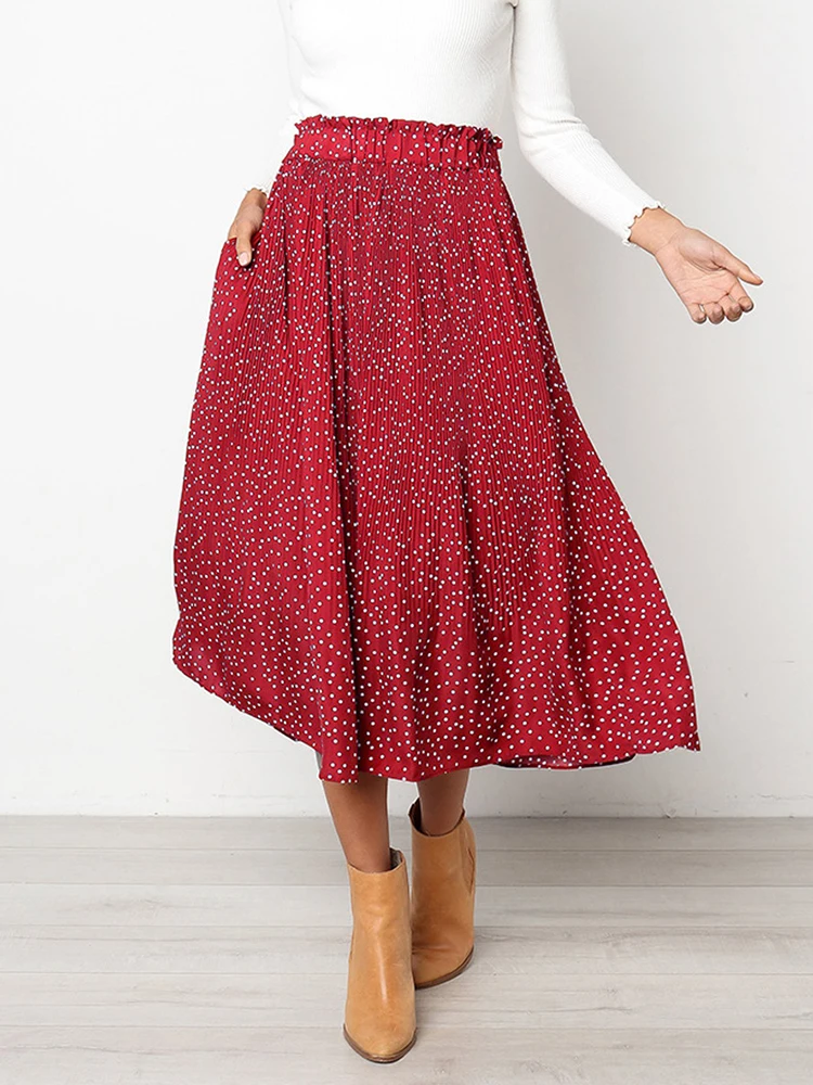 Dots Print Maxi Skirts Women Vintage Pleated Skirts Female Summer Boho Long Skirts Ladies Side Pockets Elastic Waist Beach Skirt
Dots Print Maxi Skirts Women Vintage Pleated Skirts Female Summer Boho Long Skirts Ladies Side Pockets Elastic Waist Beach Skirt
