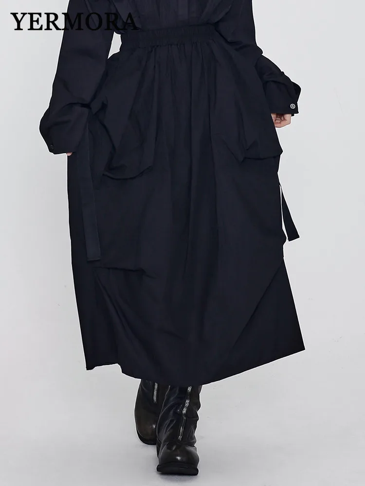 YERMORA High Elastic Waist Black Pleated Big Pocket Ribbon Half Body Skirt For Woemn Loose Fashoin Tide Spring Summer 2025 New
YERMORA High Elastic Waist Black Pleated Big Pocket Ribbon Half Body Skirt For Woemn Loose Fashoin Tide Spring Summer 2025 New