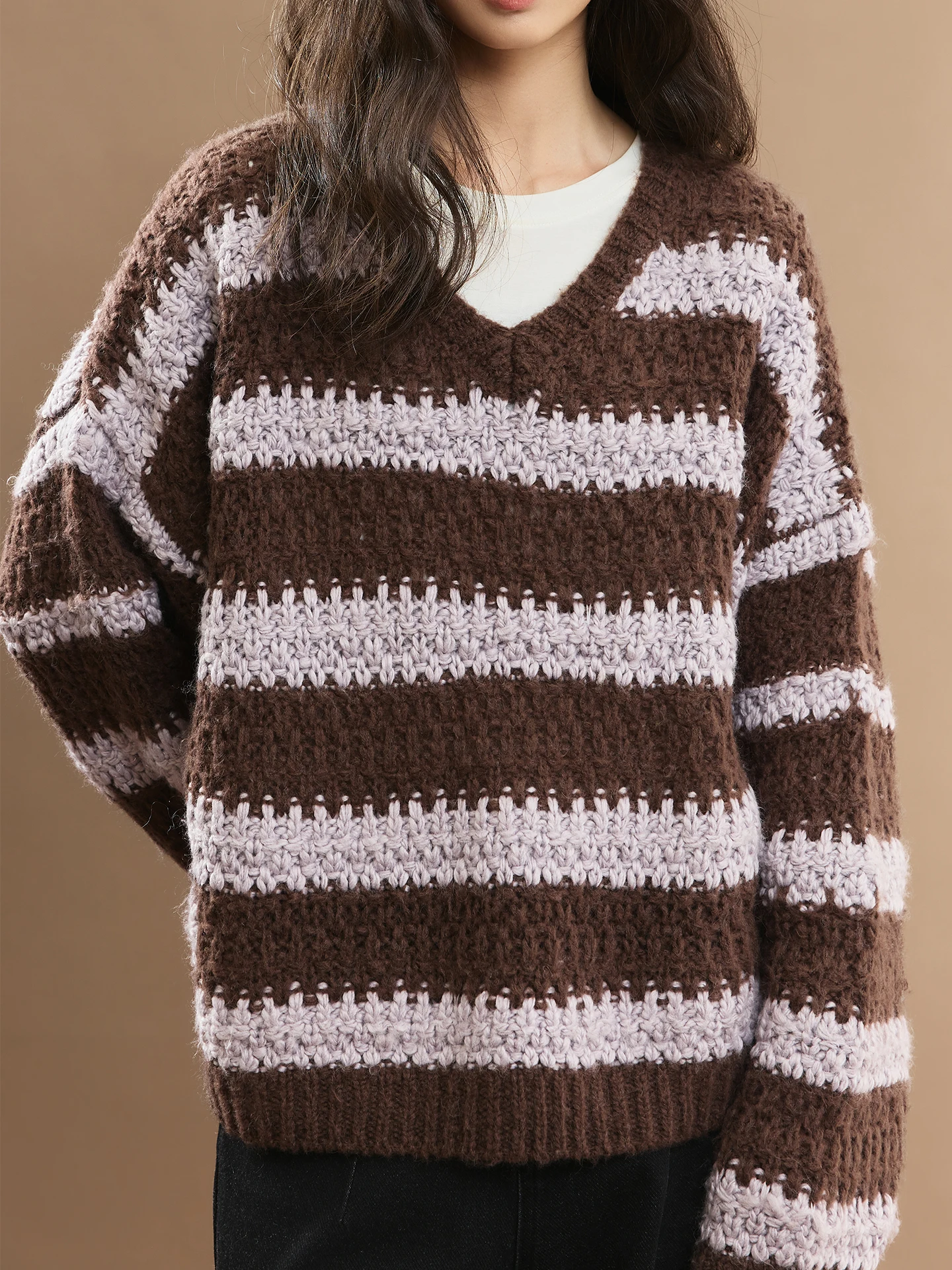 Женский трикотажный джемпер Caremind с V-образным вырезом, из смесовой шерсти, в полоску, свободного кроя, повседневный, с длинными рукавами, эластичный, дышащий
Женский трикотажный джемпер Caremind с V-образным вырезом, из смесовой шерсти, в полоску, свободного кроя, повседневный, с длинными рукавами, эластичный, дышащий