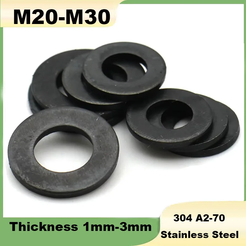 Flat Washer M20 M22 M24 M27 M30 Thickness 1mm-3mm Black 304 Stainless Steel Plain Gasket Pad Gasket
Flat Washer M20 M22 M24 M27 M30 Thickness 1mm-3mm Black 304 Stainless Steel Plain Gasket Pad Gasket