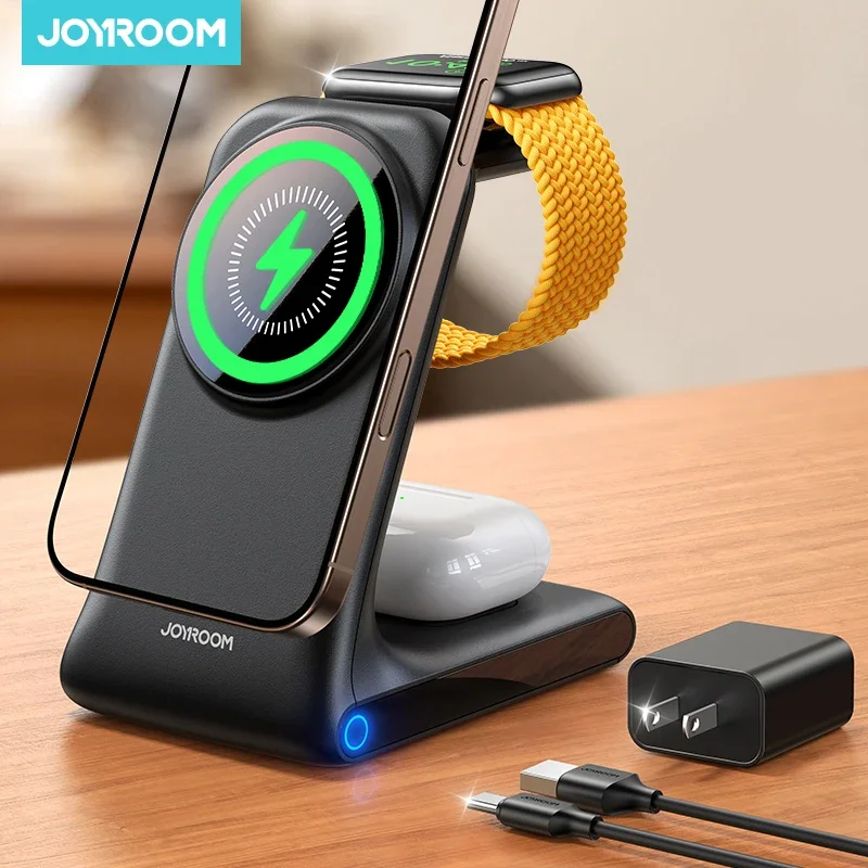 Магнитная беспроводная зарядная станция Joyroom 3-в-1, подставка для беспроводного зарядного устройства для телефона iPhone 16, 15, 14, 13, 12, для iWatch для AirPods
Магнитная беспроводная зарядная станция Joyroom 3-в-1, подставка для беспроводного зарядного устройства для телефона iPhone 16, 15, 14, 13, 12, для iWatch для AirPods
