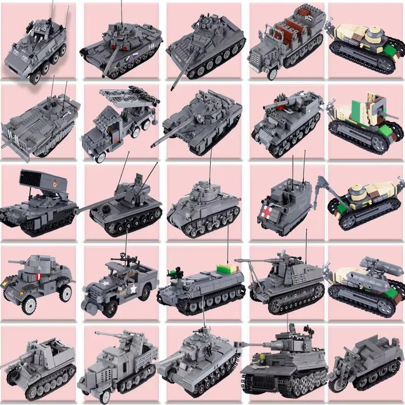 WW2 Military Tank Series Building Blocks German Soviet Union Army Soldier Figures Armored Vehicle Car Cannon Bricks Toys
WW2 Military Tank Series Building Blocks German Soviet Union Army Soldier Figures Armored Vehicle Car Cannon Bricks Toys