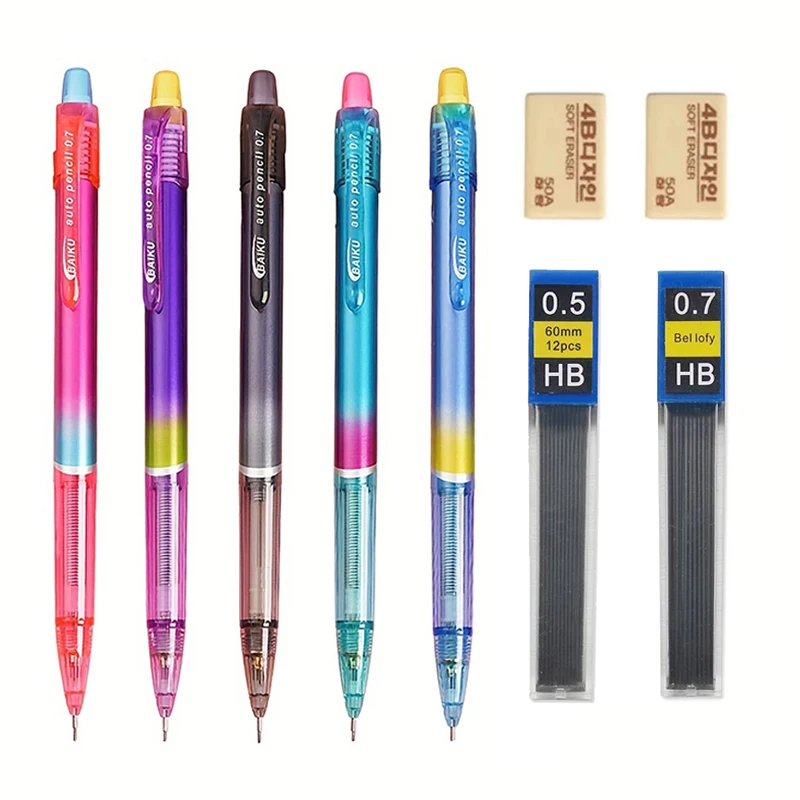 7Pcs/set 0.5 0.7mm Multi-Color Mechanical Pencil with Lead Eraser Art Painting Sketch Writing Office Supplies Stationery
7Pcs/set 0.5 0.7mm Multi-Color Mechanical Pencil with Lead Eraser Art Painting Sketch Writing Office Supplies Stationery